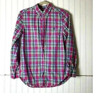 Ralph Lauren Plaid Long Sleeve Shirt Size 14-16 Party Wedding Cold